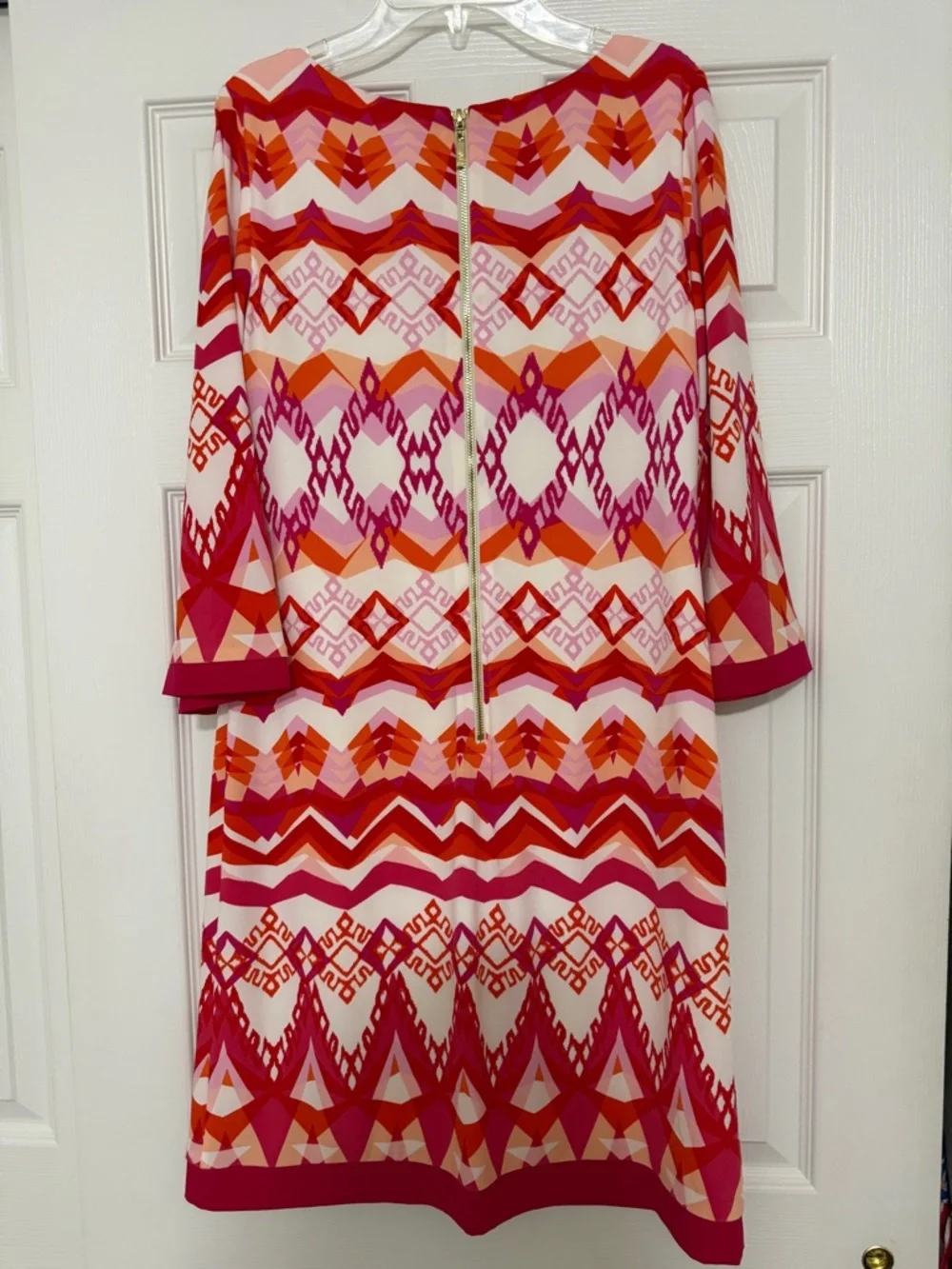 Eliza J Vibrant Geometric Pink & Red Shift Dress - Picture 2 of 5